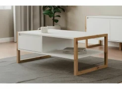 Salontafel Denver 100x40x55cm - decor - wit & artisanale eik