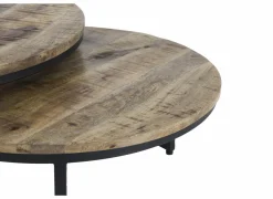 Salontafel Half Moon Ø80cm - metaal - naturel & zwart