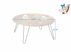 Salontafel Liceo Ø80cm - MDF - zwart & bruin