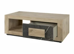 Salontafel Sacha 130x65cm - melamine - canyon oak & marble