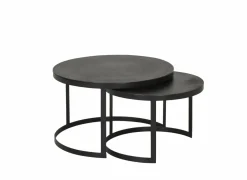 Salontafel Skudde Ø75/Ø60cm - metaal - zwart set van 2