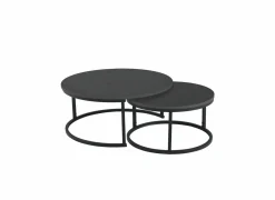 Salontafel Sunrise 80x35/60x32cm - MDF & melamine - zwart set van 2