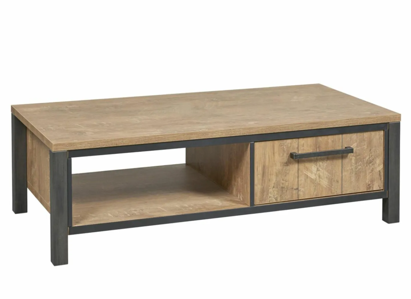 Salontafel 135x68cm - decor - oranje teakhout & mat zwart