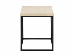 Salontafel 40x40x45cm - decor & staal - travertijn look & zwart