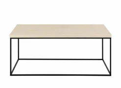 Salontafel 110x55x45cm - decor & staal - travertijn look & zwart
