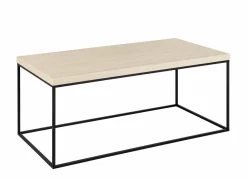 Salontafel 110x55x45cm - decor & staal - travertijn look & zwart