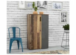 Schoenenkast Boots 69x34x120cm - decor - old wood & donkergrijs