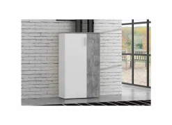 Schoenenkast Boots 69x34x120cm - decor - wit & beton