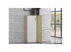 Schoenenkast Boots 69x34x120cm - decor - eik & wit