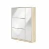 Schoenenkast Bright 102x24x125cm - decor - eik & wit hoogglans