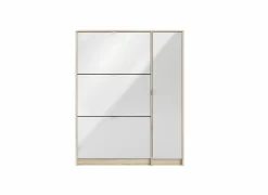 Schoenenkast Bright 102x24x125cm - decor - eik & wit hoogglans