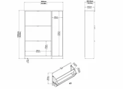 Schoenenkast Bright 102x24x125cm - decor - eik & wit hoogglans