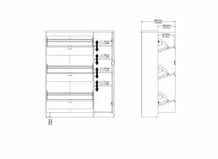 Schoenenkast Bright 102x24x125cm - decor - eik & wit hoogglans