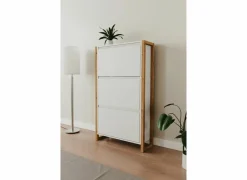 Schoenenkast Denver 70x25x125cm - decor - wit & artisanale eik