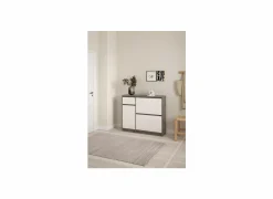 Schoenenkast Naia 109x32x93cm - decor - beton & wit hoogglans