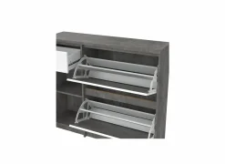 Schoenenkast Naia 109x32x93cm - decor - beton & wit hoogglans