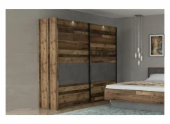 Schuifdeurkast Clif 220cm - decor - old wood & beton