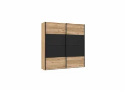 Schuifdeurkast Dalate 200cm - decor - kastanje eik & mat zwart