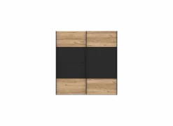 Schuifdeurkast Dalate 200cm - decor - kastanje eik & mat zwart