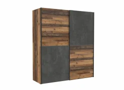 Schuifdeurkast Dederik 170cm - decor - oldwood vintage & donkergrijs
