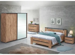 Schuifdeurkast Elsa 240cm - decor - industrial oak & zwart