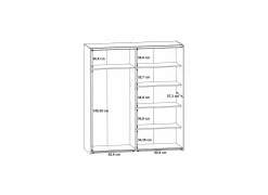 Schuifdeurkast Kaikais 170cm - decor - donkergrijs