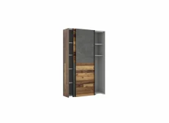 Schuifdeurkast Ozzula 120cm - decor - old wood vintage & beton