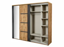 Schuifdeurkast Pauline 217cm - decor - donkerbruin