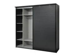 Schuifdeurkast Rosie 245cm - melamine - zwart