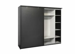 Schuifdeurkast Rosie 245cm - melamine - zwart