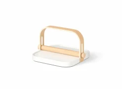 Umbra Servettenhouder Bellewood 23x20cm - kunststof & hout massief - wit & naturel