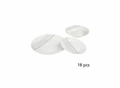 Serviesset Lignes 18-delig - porselein - zwart & wit