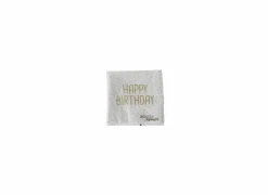 Serviette Birthday 17x17cm wit 20 stuks