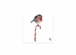 Serviette Candy Cane Robin 25x25cm - papier - multicolor 20 stuks
