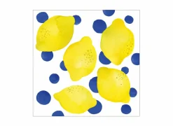 Serviette Lemon & Dots 33x33cm - papier - wit/geel/blauw 20 stuks