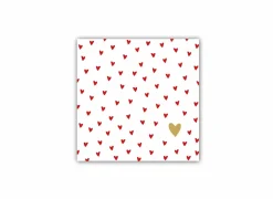 Serviette Little Hearts 33x33cm rood/goud 20 stuks
