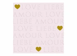 Serviette Love Letters 33x33cm - papier - roze 20 stuks