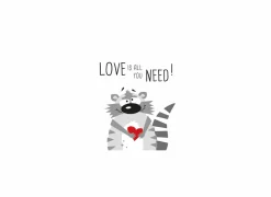 Serviette Need Love Racoon 33x33cm grijs 20 stuks