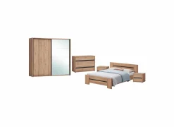 Slaapkamer Erwin met bed 140x200cm - kleerkast 240cm - commode 110cm en 2 nachtkastjes