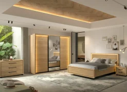 Slaapkamer Udine met bed 140x200cm - kleerkast 253cm - commode 115cm en 2 nachtkastjes