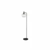 Staande lamp H155cm E27 - metaal & glas - zwart & transparant