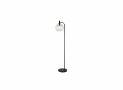 Staande lamp H155cm E27 - metaal & glas - zwart & transparant