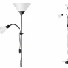 Brilliant Staande lamp met leeslamp Spari H180cm E27 & E14 - aluminium & kunststof - zwart & wit glas