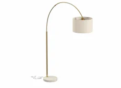 Staande lamp Tilio H195cm E27 - marmer & polyestervezel - wit & goud