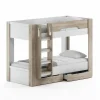 Stapelbed Evora 90x200cm - decor - ivory oak & wit met opbergruimte