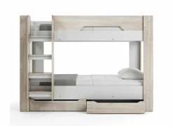 Stapelbed Evora 90x200cm - decor - ivory oak & wit met opbergruimte