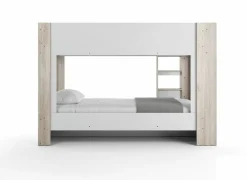 Stapelbed Evora 90x200cm - decor - ivory oak & wit met opbergruimte