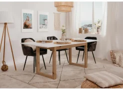 Tafel Denver 160/200x90cm - decor - wit & artisanale eik