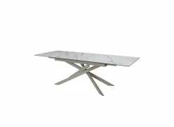 Tafel Gantia 180/240x90x76cm - keramiek & glas - wit goud zwart