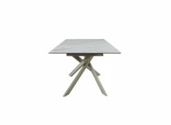 Tafel Gantia 180/240x90x76cm - keramiek & glas - wit goud zwart